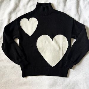 B&W Heart Mockneck Sweater